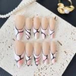 Elegant Gradient Press On Nails - Pink White Stiletto - Modern Abstract Nail Art