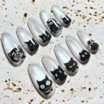 Halloween Cat Eye Press On Nails: Handmade Black Cat Nail Art