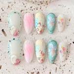 Monet Garden Press On Nails: Handmade French Tip Nail Art