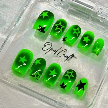 Neon Green Press On Nails: Short Summer Nail Art