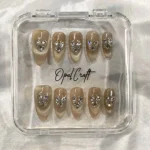 Crystal Press-On Nails: Heart Butterfly Charms, Elegant Nail Art