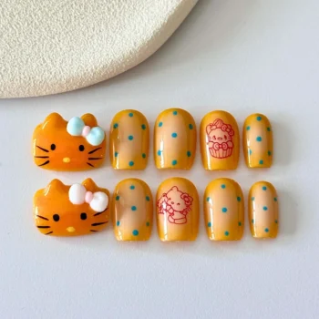 Y2K Anime Press On Nails: Hello Kitty Nail Art