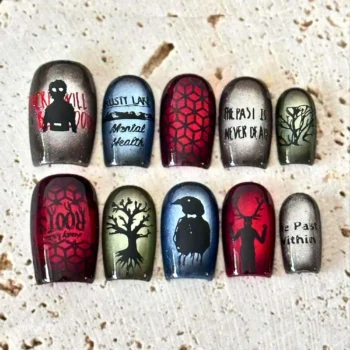Halloween Press On Nails: Gothic Witchy Nail Art - Rusty Lake Inspired